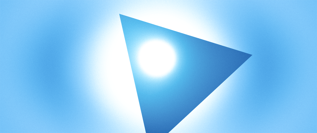 A triangular light shape surrounded by a soft blue gradient, creating an ethereal and serene atmosphere.