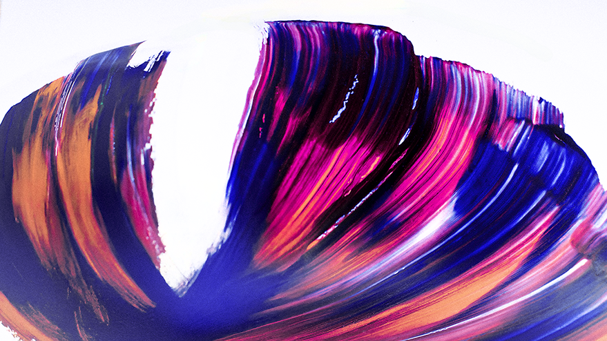 Abstract painting featuring vibrant colors and sweeping brush strokes resembling tulip petals.